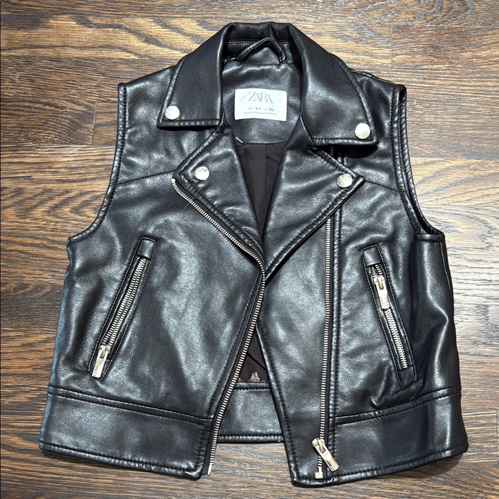 Zara Black Biker Leather Vest